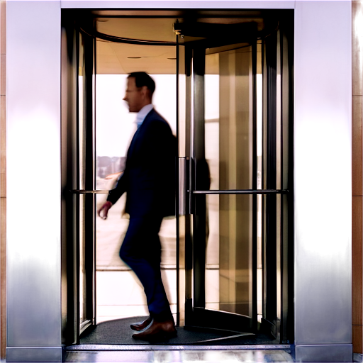 Person walking out of revolving door - icon | sticker