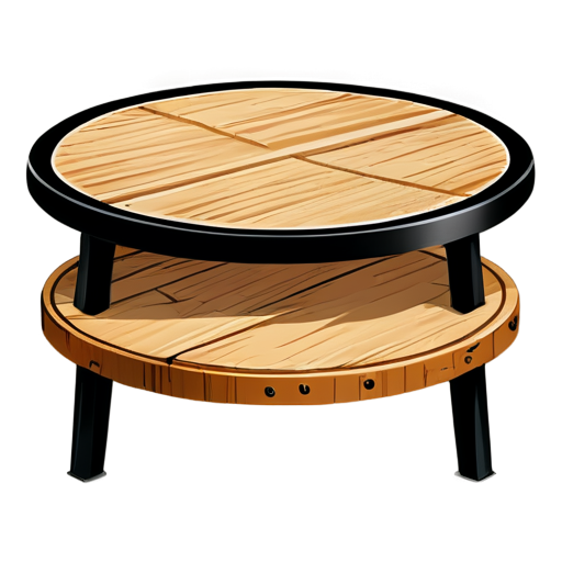 Rustic table with wooden planks. . inside round icon with thin black rim - icon | sticker