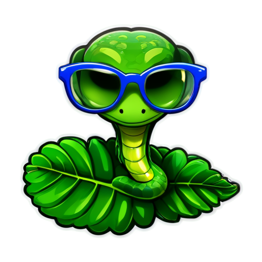 snake in the form of a long leaf with glasses - icon | sticker