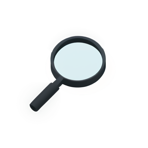 isometric search icon, magnifying glass, black and white, flat - icon | sticker