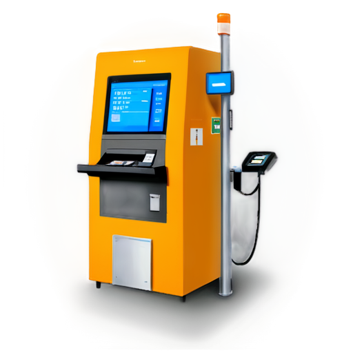 self-service terminal in yellow-orange colors - icon | sticker