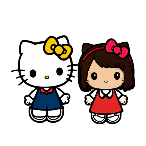 school hello kitty with friends - icon | sticker