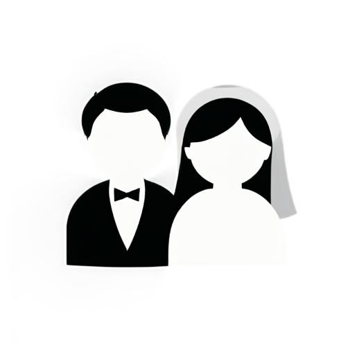 printed icon for a wedding couple whose names are Wang Yinhao and Liu Xiao. make it monochromatic and simple - icon | sticker