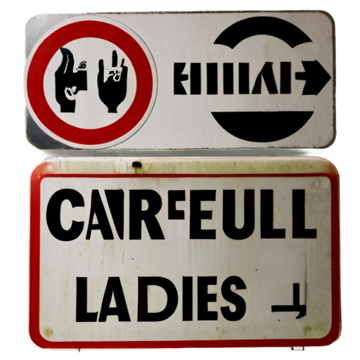 Road sign: Careful old deaf ladies - icon | sticker