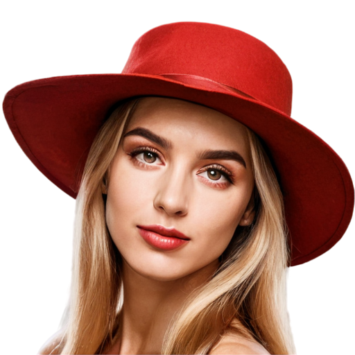 A blonde woman in a big red hat. Close-up. - icon | sticker