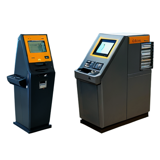 self-service terminal in yellow-orange colors - icon | sticker