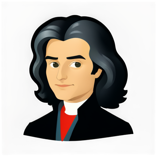 cartoonish isaac newton emoji, just his face outline in 2D - icon | sticker