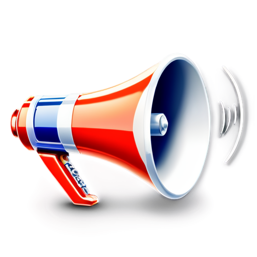 Stylized advertising megaphone icon with dynamic sound lines - icon | sticker