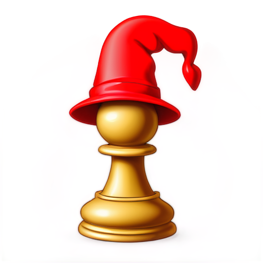 chess pawn with a wizard hat. simple style, few colors. make it as simple as possible - icon | sticker