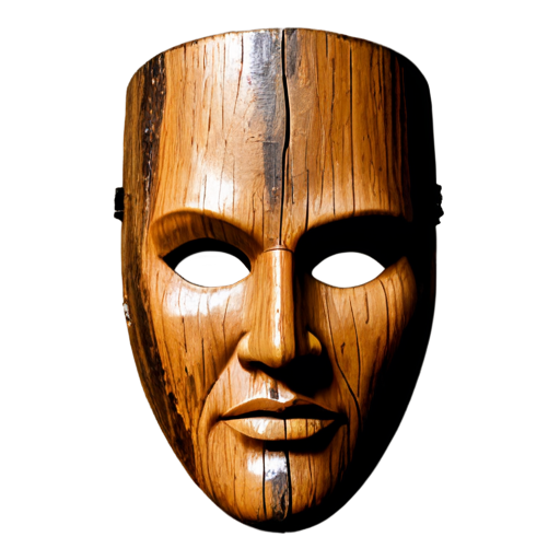 Simple mask made of tree bark - icon | sticker