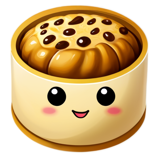 create a dimsum icon with emoticons and make it look like the dimsum is covered in fire and smoking - icon | sticker