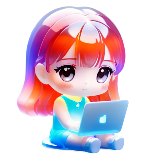 girl sitting at laptop - icon | sticker