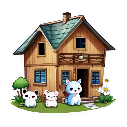 The way animals are gathered inside the house - icon | sticker