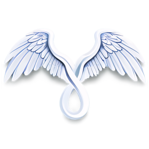 The background is a pair of V-shaped wings with a number 8 in front of them - icon | sticker