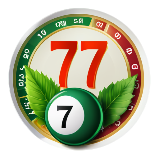 Lucky 7 Label with green plants and lotto balls in the background - icon | sticker