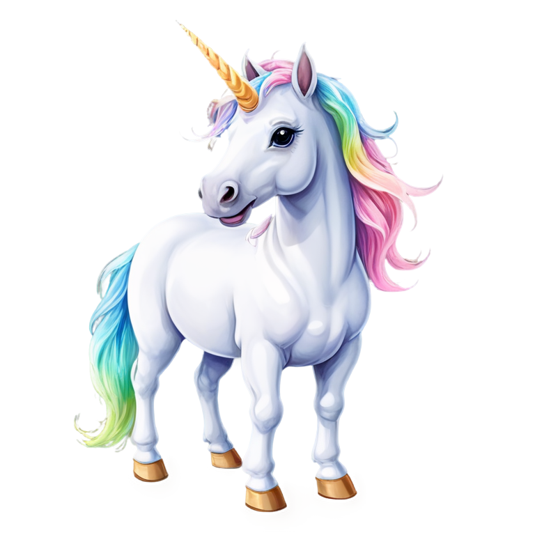 cute white unicorn with a pastel rainbow mane - icon | sticker