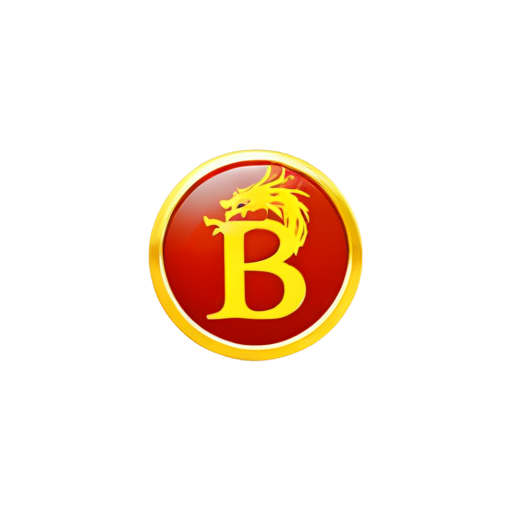 red round logo with red background and china yellow dragon on letter B - icon | sticker