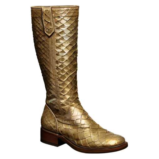 Medieval fantasy high boots made of beige lizard scales, matte - icon | sticker