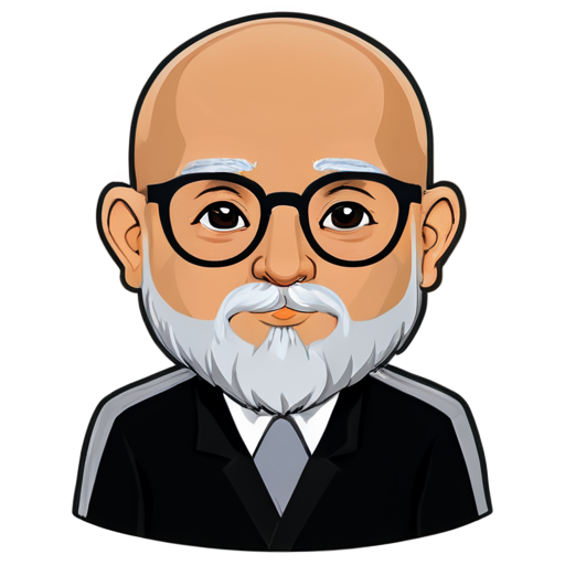 Indian guru bald head with grey goatee & glasses - icon | sticker