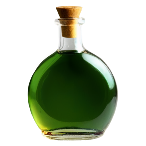 Medieval simple small poor glass flask with oil - icon | sticker