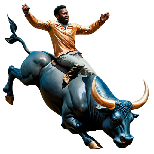 A black man rides a copper bull - icon | sticker