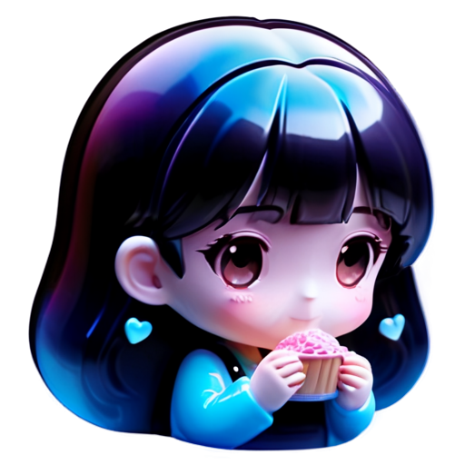 girl eating chocolate pink color - icon | sticker