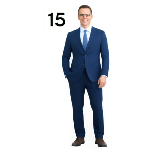 Draw a picture with mans in suits and glasses and the number 15 written on top and a lottery machine drawn - icon | sticker