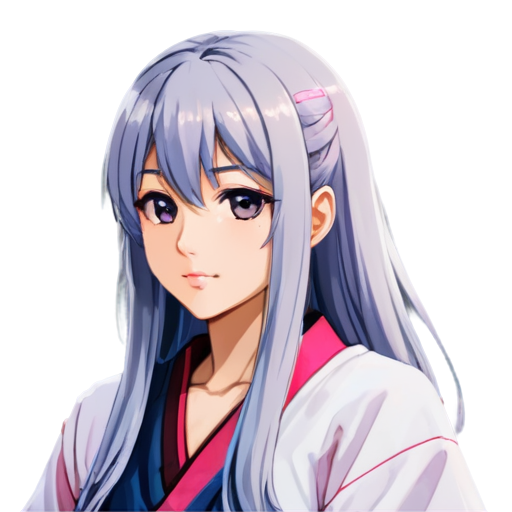 grey hair | pink hair , Inugami Kira, Natsusaki Yomi, long hair, bishoujo, illustration, pixel art - icon | sticker