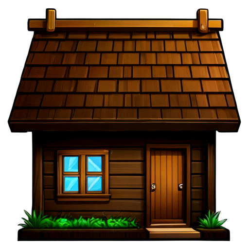 A wooden house - icon | sticker