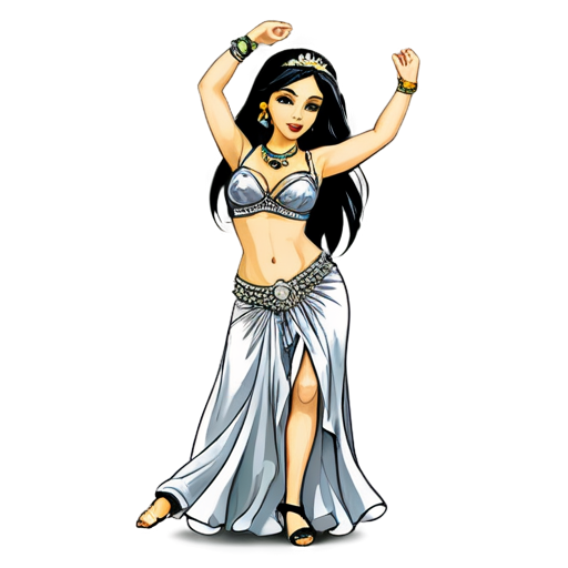 Woman bellydance silver color - icon | sticker