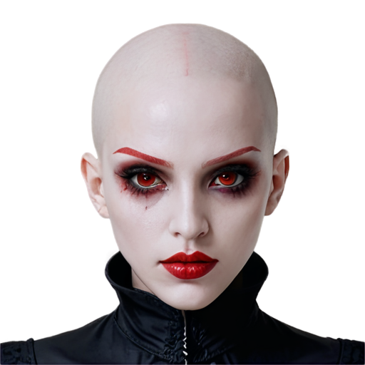 Bald Anime vampire face girl with red eyes and lips and dark makeup - icon | sticker