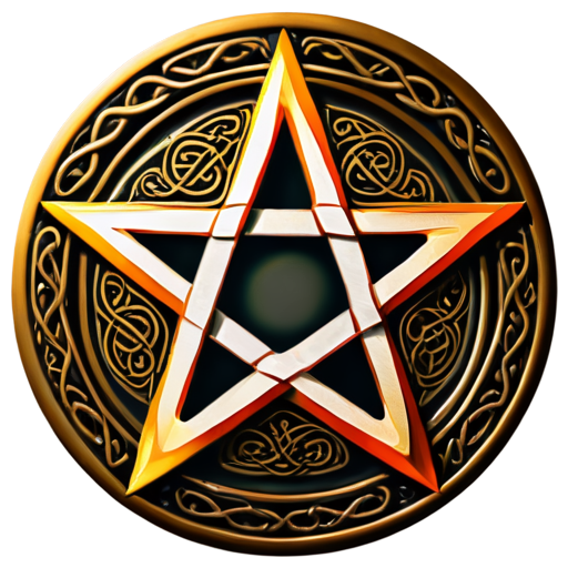 Celtic pentagram, letters LR - icon | sticker