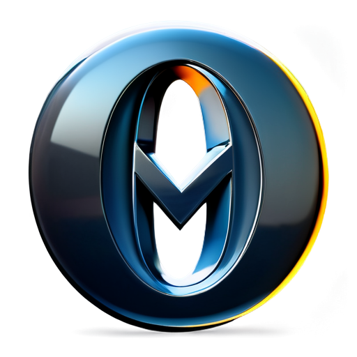 3D letter M with a ring around like it's a Saturn - icon | sticker