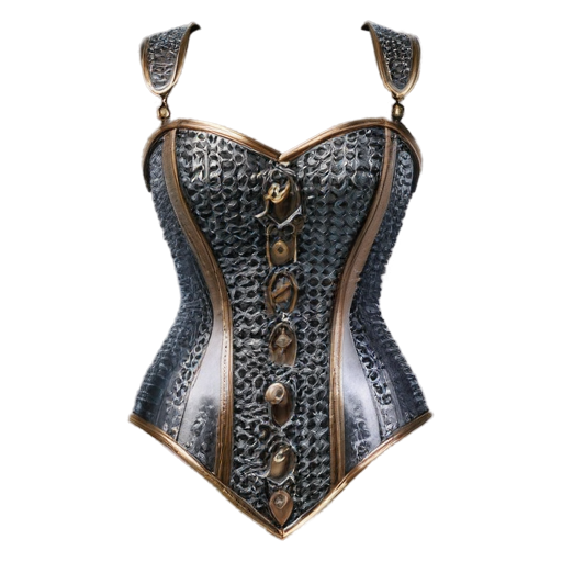 Medieval fantasy chainmail corset, made of steel rings - icon | sticker