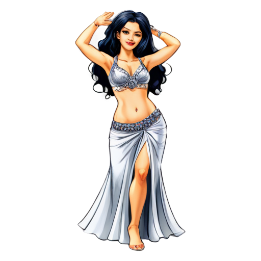 Woman bellydance teacher silver color - icon | sticker