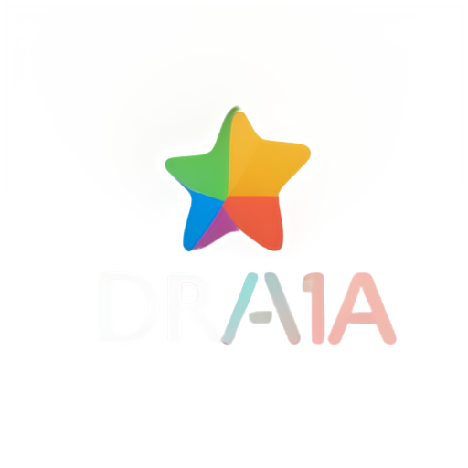 a icon which has text named "Drama Test", and there is a logo icon on the top of text, the "Drama Test" text is colorful and has style - icon | sticker