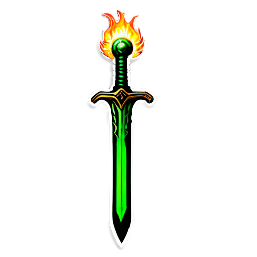 Green sword flaming - icon | sticker