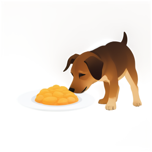 the dog eats food at home - icon | sticker