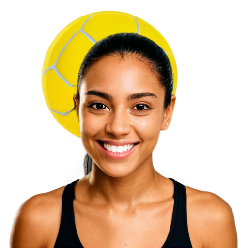 Create an icon with a background of meny happy human faces and in front a yellow and black padel ball - icon | sticker