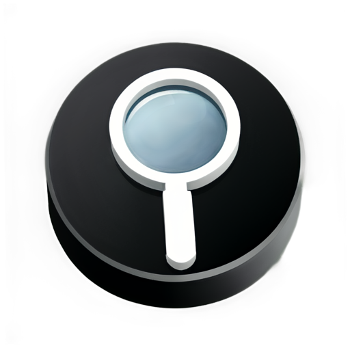 isometric search icon, magnifying glass, black and white, flat svg, 45 degree angle - icon | sticker