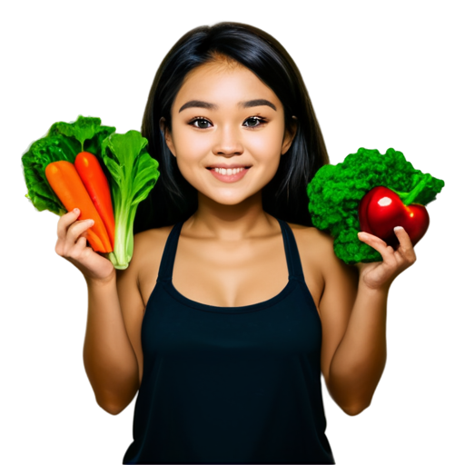 Logo for nutritionist, girl with vegetables - icon | sticker