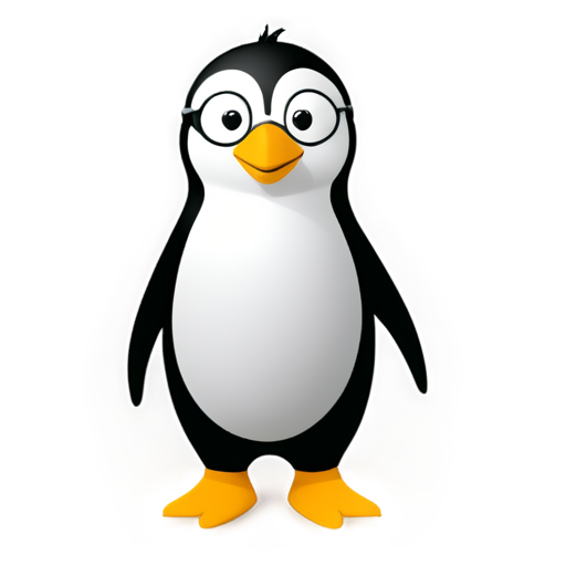 3D, not fat, cheeky male penguin psychologist, outwardly shows high intelligence, round glasses, minimalism style, the whole avatar is in shades of gray, but with a yellow spot on the abdomen - icon | sticker