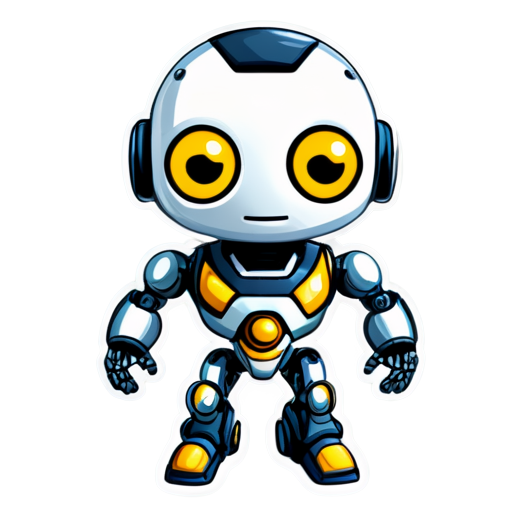 A robot with molecular structure, be cute more - icon | sticker