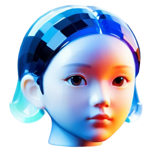 a half-profile headshot of a digital figure in abstract style with a white background - icon | sticker