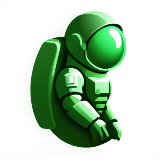 Lunar link, space themed crypto trading bot, astronaut, green accent - icon | sticker