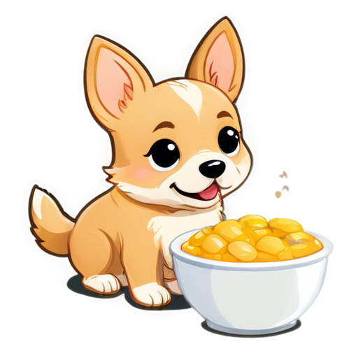 the dog, eats food, at home - icon | sticker