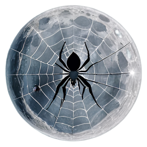 a full moon covered by a spider web - icon | sticker