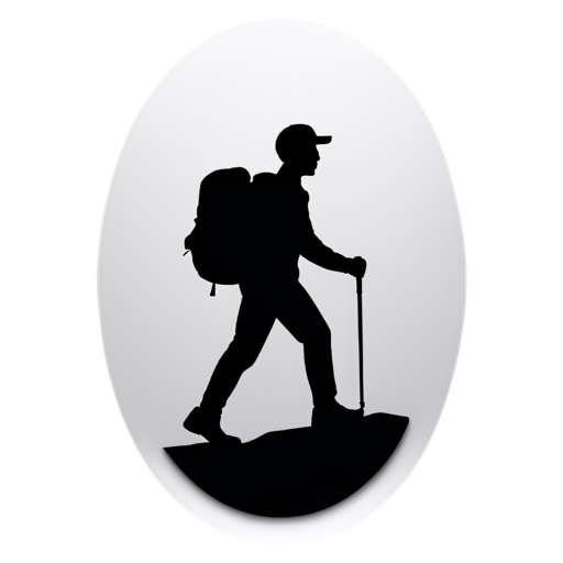 hiking in black color - icon | sticker