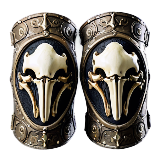 Medieval fantasy kneepads made of bones, matte - icon | sticker