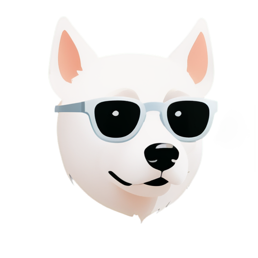 AI robot white dog head with tech-inspired glasses, cute, cartoon,cool，Cyberpunk，robotic - icon | sticker